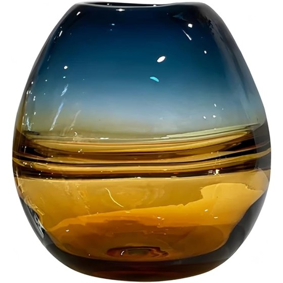 Handmade ombre decorative vase (with yellow base) – home decor vase (short style)