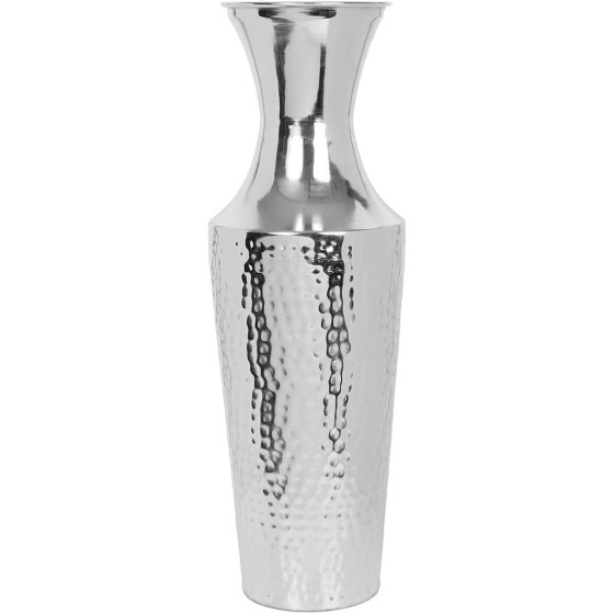 18-inch tall silver metal floor vase—suitable for dried flowers and floral arrangements; also ideal for weddings, home decor, spas, garden settings, and holding small candles.